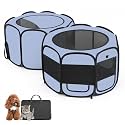 2-in-1 Pop Up Cat Dog Playpen w/Litter Box Area Non-Detachable