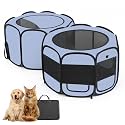 2-in-1 Pop Up Cat Dog Playpen w/Litter Box Area Non-Detachable