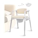 2-in-1 Shower Commode Chair, Lift-Up Arms, 300 lb, Beige