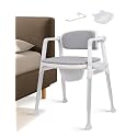 2-in-1 Shower Commode Chair, Lift-Up Arms, 300 lb, Grey