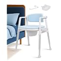 2-in-1 Shower Commode Chair, Lift-Up Arms, 300 lb, Blue