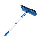 2 in 1 Squeegee Window & Microfiber Cloth Head with 14-18" Long Handle,Sponge Car Window Squeegee for Gas Station, Glass,Shower,Outdoor High Window Cleaning