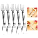 2-In-1 Stainless Steel Fruit Cutter Watermelon Fork Slicer Cutting Tool, Watermelon Fork Cutter for Home Party Camping Kitchen Gadget (5 Pcs)