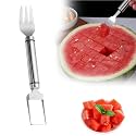 2-In-1 Stainless Steel Fruit Cutter Watermelon Fork Slicer Cutting Tool, Watermelon Fork Cutter for Home Party Camping Kitchen Gadget (1 Pcs)