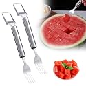 2-In-1 Stainless Steel Fruit Cutter, New Watermelon Slicer Multi-Functional Kitchen Gadget, Easy To Use Watermelon Cutters Melon Cutters Tool for Home, Camping, Picnics (B-2Pcs)