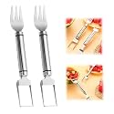 2-In-1 Stainless Steel Fruit Cutter Watermelon Fork Slicer Cutting Tool, Watermelon Fork Cutter for Home Party Camping Kitchen Gadget (2 Pcs)