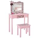 2 in 1 Study Desk and Stool Set,Wood Makeup Vanity Tables,Bedroom Dressing Table Set,Rectangular Wooden Activity Tables,with Mirror &amp; Drawer,for Small Space Living Room Study Room Playroom (Pink)