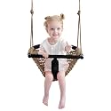 2 -in- 1 Toddler Swing. Swing Seat for Kids with Adjustable Ropes, for Kids Heavy Duty Rope Play Secure Children Swings Set, for Outdoor Indoor, Backyard. Upgrade Product (Light Brown)