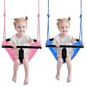 2 -in- 1 Toddler Swing. Swing Seat for Kids with Adjustable Ropes, for Kids Heavy Duty Rope Play Secure Children Swings Set, for Outdoor Indoor, (Blue+Pink)