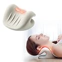 2-in-1 Wireless Heated Neck Stretcher Pillow, Neck and Shoulder Relaxer with C-Shaped Arch Design, 2 Traction Angles, 3-Level Heat Control for Neck Relaxation, Cervical Traction Device