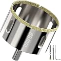2-3/8 in. Hole Saw Diamond Drill Bit with Carbide Pilot Bit - Ideal Hole Cutter for Tile, Ceramic, Porcelain, Brick, Stone, Glass, Marble and Granite