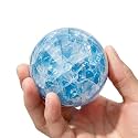 2-2.4 inch (5-6 cm) Natural Celestite Crystal Ball with Stand, Hand Polished Celestite Sphere, Reiki Healing Decorative Gemstone Sphere, Feng Shui Home Ornament, Mineral Crystal Collection Gift