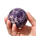 2-2.4 inch Natural Amethyst Crystal Ball with Stand, Hand Polished Purple Quartz Sphere, Reiki Healing Decorative Sphere, Chakra Energy Stone Crafts, Feng Shui Home Desktop Ornament
