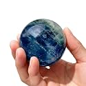 2-2.4 inch Natural Fluorite Crystal Ball with Stand, Hand Polished Colorful Fluorite Sphere, Reiki Healing Energy Stone, Home Desktop Decor Ornament