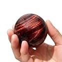 2-2.4 inch Natural Red Tiger Eye Crystal Ball with Stand, Hand Polished Quartz Massage Sphere, Reiki Healing Gemstone Ball, Feng Shui Room Desktop Decorative Rock Ball, Ornament Gift