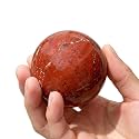 2-2.4 inch Natural Red Jasper Crystal Ball with Stand, Hand Polished Quartz Stone Sphere, Reiki Healing Mineral Sphere, Energy Balancing Degaussing Stone, Home Office Desktop Ornament