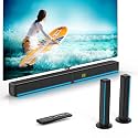 GEOYEAO 2.2 CH Detachable Sound Bar with Built-in Dual Subwoofer, 180W RGB Bluetooth Soundbar for TV, Support HDMI ARC/Optical/AUX, Surround Speaker System for Gaming/Home Theater/PC