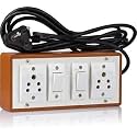 Ganpati 2+2 Extension Switch Board Anchor 2 Socket(6A) &amp; Anchor 2 Switches(6A) With 3 Pin Plug 1.5Mm Copper Wire(2 M Tar), 230 Volts