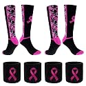2 or 24 Pairs Breast Cancer Awareness Socks With Pink Ribbon Accessories，Thick Camouflage Pink Ribbon Socks for Events