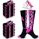 2 or 24 Pairs Breast Cancer Awareness Socks With Pink Ribbon Accessories，Thick Camouflage Pink Ribbon Socks for Events