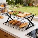 2/3/4-Tier Collapsible Cooling Rack with Adjustable 3 Setting Design, Folding Stackable Roasting Cooking Drying Wire Rack, Adjustable Non-Stick Drying Rack for Baking, Roasting, Cookies(2-layer)