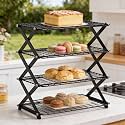 2/3/4-Tier Collapsible Cooling Rack with Adjustable 3 Setting Design, Folding Stackable Roasting Cooking Drying Wire Rack, Adjustable Non-Stick Drying Rack for Baking, Roasting, Cookies(4-layer)
