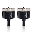 2" Diamond Hole-Saw Bits with Pilot Drill Bit - 2pc 2 in Diamond Tipped Tile Hole Saws with Guiding Bit for Accurate Drilling, for Porcelain Tile Ceramic Pottery Granite Stone Glass Bottles 50mm