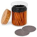 2" Espresso Matches in a Jar + Striker Stickers Included | 100 Brown Stick Black Tip Decorative Safety Matches w/Cork Top Glass Holder | Gifts, Home Decor, & Candle Accessories by Thankful Greetings