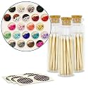 2" Matches in 3 Glass Bottles Cork Top, Striker Stickers Included | 60 Matchsticks Color of Your Choice | Decorative Safety Matches w/Small Glass Holder | Gifts &amp; Home Decor by Thankful Greetings
