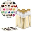 2" Matches in 6 Glass Bottles Cork Top, Striker Stickers Included | 120 Matchsticks Color of Your Choice | Decorative Safety Matches w/Small Glass Holder | Gifts &amp; Home Decor by Thankful Greetings