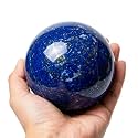 2.4-2.8 inch (6-7 cm) Natural Lapis Lazuli Crystal Ball with Stand, Hand Polished Divination Stone Sphere, Reiki Healing Gemstone Sphere, Home Art Decor Ornament, Mineral Collectible Craft Gift