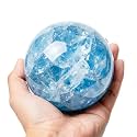 2.4-2.8 inch (6-7 cm) Natural Celestite Crystal Ball with Stand, Hand Polished Celestite Sphere, Reiki Healing Decorative Gemstone Sphere, Feng Shui Home Ornament, Mineral Crystal Collection Gift