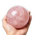 2.4-2.8 inch Natural Rose Quartz Crystal Ball with Stand, Polished Pink Quartz Divination Sphere, Reiki Healing Gemstone Ball, Home Desktop Decor Ornament