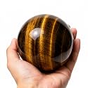 2.4-2.8 inch Natural Tiger's Eye Crystal Ball with Stand, Hand Polished Tiger Eye Stone Sphere, Healing Crystal Decorative Orb, Reiki Energy Stone Crafts, Feng Shui Home Ornament