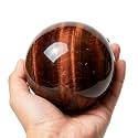 2.4-2.8 inch Natural Red Tiger Eye Crystal Ball with Stand, Hand Polished Quartz Massage Sphere, Reiki Healing Gemstone Ball, Feng Shui Room Desktop Decorative Rock Orb