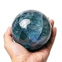 2.4-2.8 inch Natural Fluorite Crystal Ball with Stand, Hand Polished Rainbow Fluorite Divination Sphere, Reiki Healing Stone Ball, Home Art Decor Ornament, Spiritual Collectible Gift