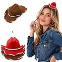 2/4 Pack Mini Cowgirl Hats Costume, 4.5''x2.5'' Halloween Felt Cowboy Hat
