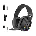 2.4GHz Wireless Gaming Headset for PC, PS5, PS4, Switch - Bluetooth 5.4, 20H Battery, with ENC Noise Canceling Microphone, Cool Lighting, 40mm Drivers,for Wired Mode Xbox Series -Black