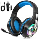 Ordtop 2.4GHz Wireless Gaming Headsets for PS5/PS4/Switch, RGB Noise Cancelling Headphones with Mics, 40mm Drivers, 45H Headphones Gaming, 7.1 Surround Sound, 276g Ultraligero, Memory Foam