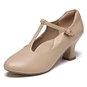 2.5" T-Strap Character Shoes for Women, 1920s Ballroom Latin Dance Shoe