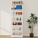2-5FT Walk in Closet System with 6 Shelves, 81" Tall Closet Organizer System Tower, 3 Adjustable Shelves Storage Cabinet with Rod, White