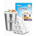 Teivio Small Clear Trash Bags 2.6 Gallon 80 Count Unscented Garbage Bags