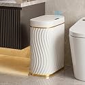 2.6 Gallon Automatic Bathroom Trash Can with Touchless Lid, White Gold