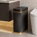 2.6 Gallon Automatic Bathroom Trash Can with Touchless Lid, Black Gold