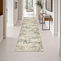 2.6x8 Washable Runner Rug：Modern Abstract Soft Carpet Ash Brown