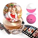 2.7" Custom Crystal Ball Video Player,Memory Sphere Ornament, Memory Orb Custom Video Sphere, Personalized Uploadable Videos & Photos, USB Rechargeable Crystal Ball Video Player for Gifts(Pink)