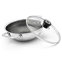2.7 L, 22 cm Triply Honeycomb Non Stick Kadai with Lid, Stainless Steel Kadai for Cooking, Triply Kadhai Metal Spatula Friendly, Induction &amp; Gas Stove Compatible