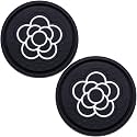 2.75 Inch Car Cup Coaster 2-Pack – Non-Slip Auto Drink Holder Mat – Universal Fit for Women &amp; Girls – Stylish Pink Accessories (Black Flower)