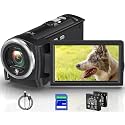 2.7K Video Camera Camcorder QHD 50MP YouTube Vlogging Camera Webcam 16X Digital Zoom with 32G SD Card 270 Degree Rotation Screen Camcorders and 2 Batteries Recording While Charging