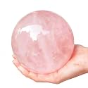 2.8-4inch Natural Rose Quartz Crystal Ball with Stand, Polished Pink Crystal Decoration Sphere, Reiki Healing Gemstone Ball, Home Desktop Ornament Commemorate Gift